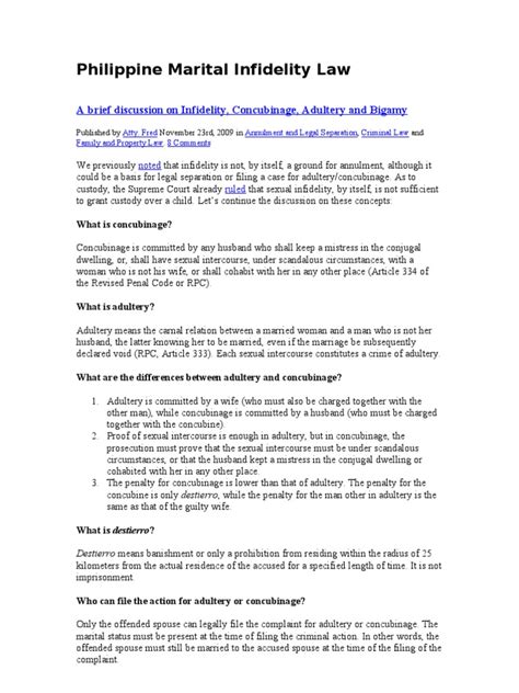 adultery law in the philippines|Legal Implications of Adultery and Infidelity in the Philippines.